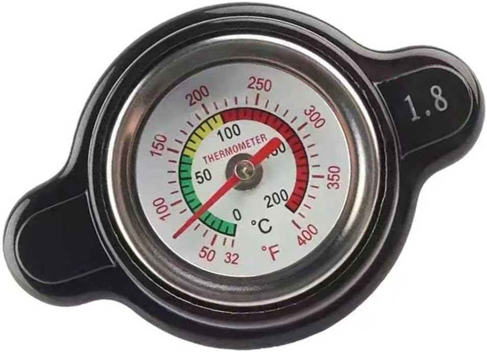 Car Radiator Cap, 1.8 Bar 25.6 Psi Radiator Cover with Temperature Measurement, High-pressure Anti-leak Water Tank Coolant Cover, Compatible with Suzuki Yamaha (Black)