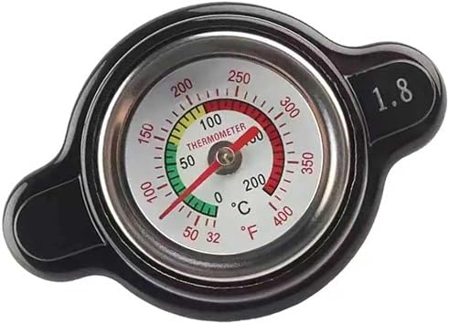 Car Radiator Cap, 1.8 Bar 25.6 Psi Radiator Cover with Temperature Measurement, High-pressure Anti-leak Water Tank Coolant Cover, Compatible with Suzuki Yamaha Black