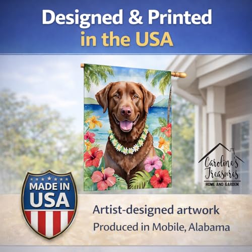 Caroline's Treasures DAC6402CHF Drapeau de maison Chesapeake Bay Retriever Luau Grand mât à manches de porche Décoration extérieure Bannière Oeuvre d'art à suspendre au mur, Polyester, Taille de la – vue 7