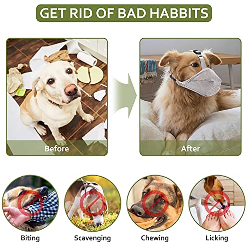 Dog Muzzle, 2-Pcs Mesh Dog Muzzle For Small Medium Dogs, Adjustable Soft Basket Muzzle Full Covered And Breathable To Prevent Eating Poop, Biting, Licking, Chewing(S: Snout:8¾"-9¾") #TOP5