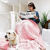 ERLYEEN Chunky Knit Blanket Handmade Chenille Blanket Warm Soft Cozy for Bed Chair Sofa Best Gift Li