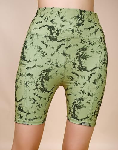 Image of High Waist Sports Activewear Printed Shorts for Women Ideal for Gym and Yoga or Cycling with Side Pocket, Stretchable, Flexible, Slim Fit