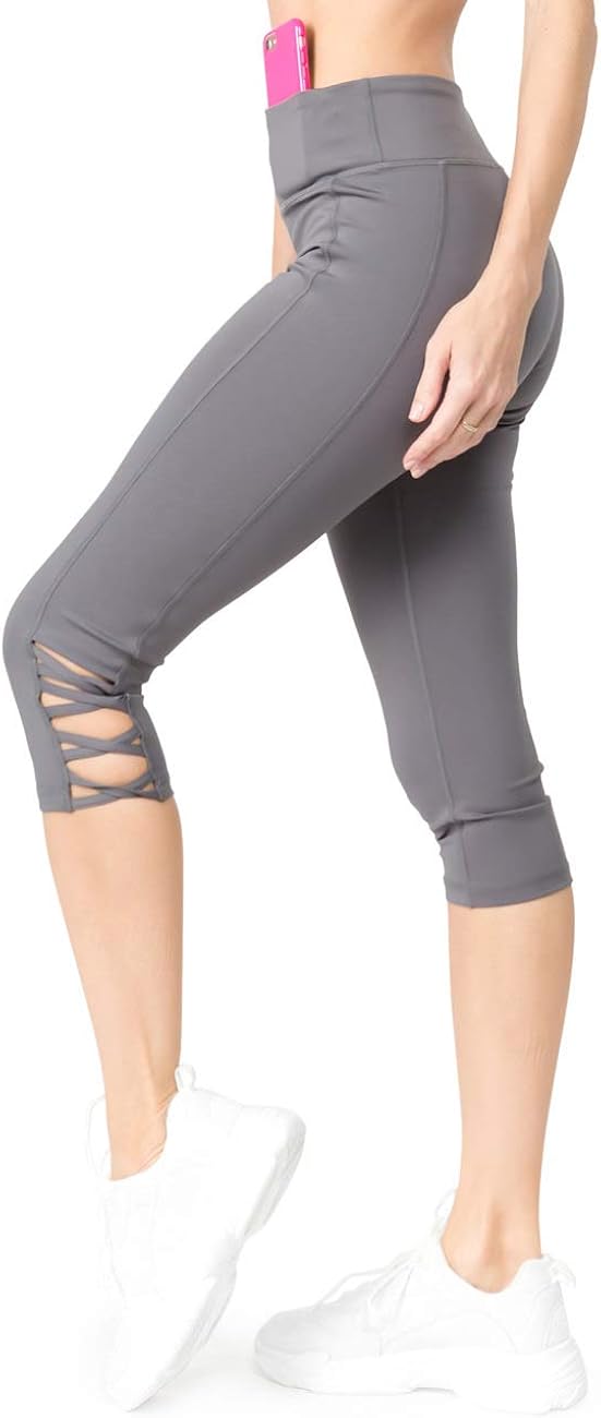 YELETE Pantalones de correr para mujer cintura alta con recorte al tobillo leggings de entrenamiento con bolsillos