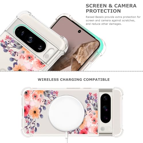 GREATRULY Floral Clear Case for Pixel 8 Pro for Women Girls,Pretty Phone Cover for Google Pixel 8 Pro,Flower Design Slim Flexible Transparent Drop Proof TPU Protective Silicone Bumper Case,FL-34 by GREATRULY - Image 6