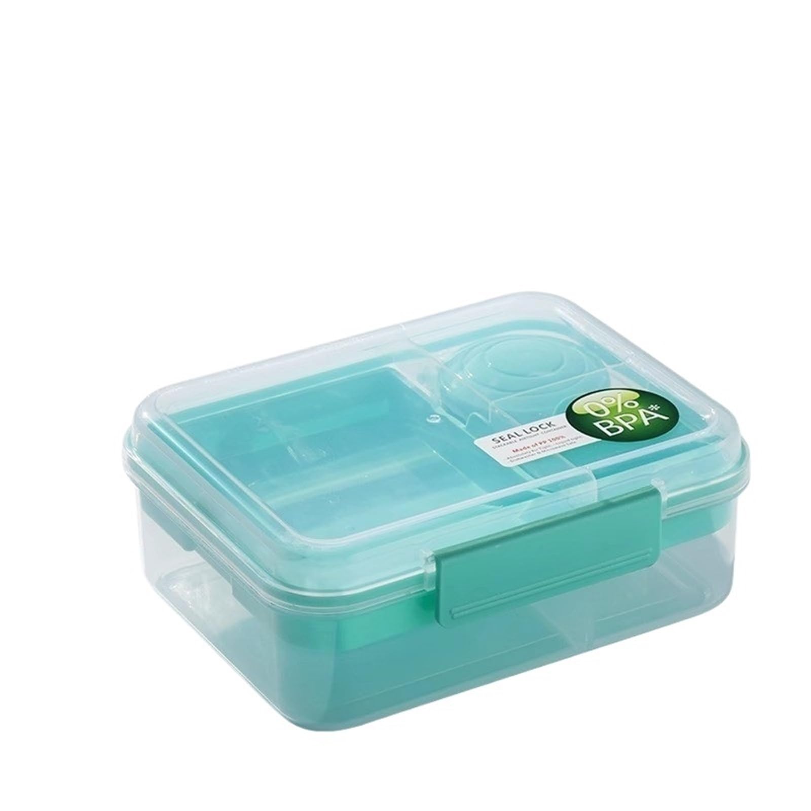Fiambrera infantil de 1600 ml con yogur doble for llevar, apta for microondas, ideal for la escuela y oficina, recipiente hermético for almacenar alimentos(GREEN)