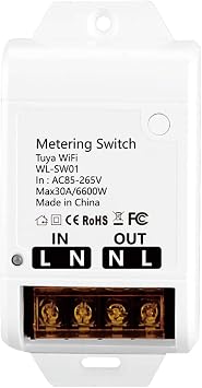 Tuya Smart life app 30A High Power WiFi Smart Switch with Energy Monitor,Compatible with Alexa/Google Home