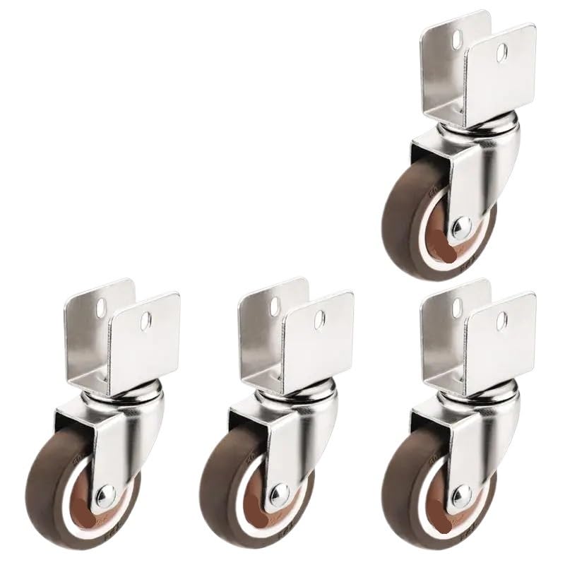 Roulettes pivotantes en U 5cm en caoutchouc souple pour meuble lot de 4