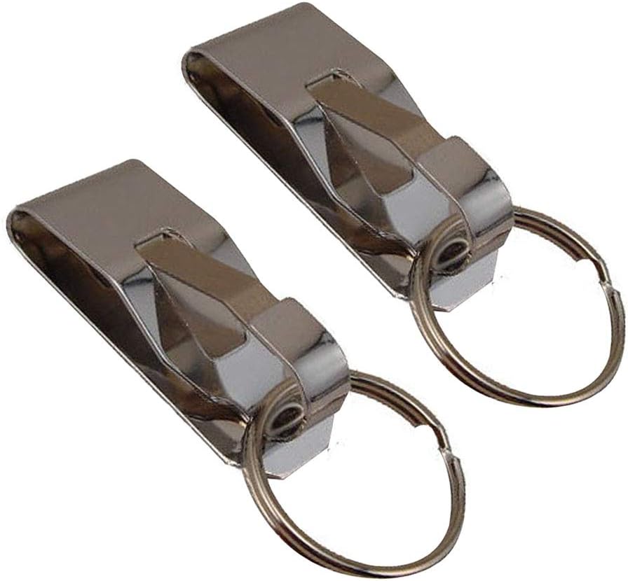 Deezio Secure Key Ring Belt Key Clip-On Key Holder, Spring Stainless Steel (Pack of 2)