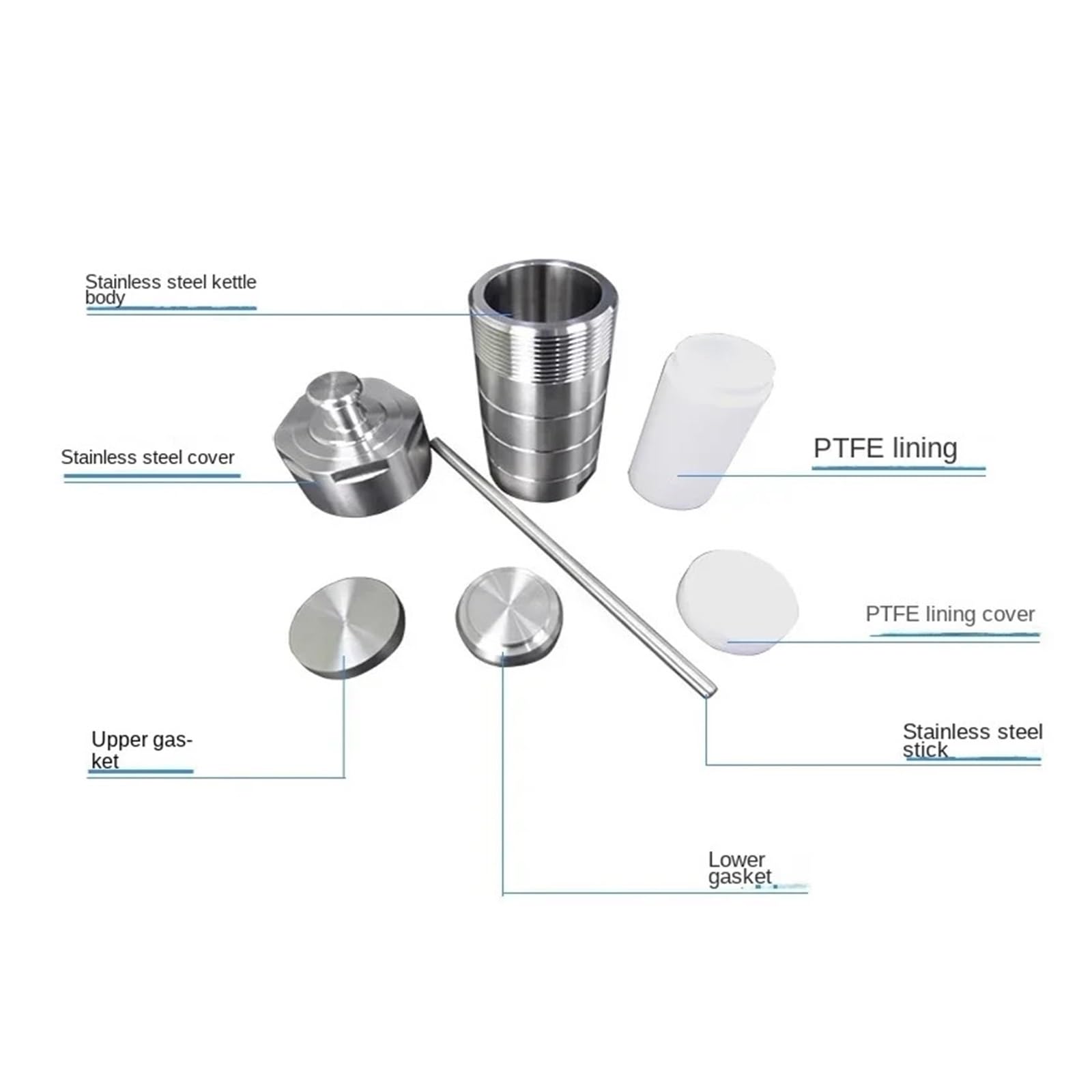 reactor autoclave, Laboratorio de revestimiento de reactor de síntesis hidrotermal alta menos solubilización de cristalización,Estructura de sello confiable(SKU9)