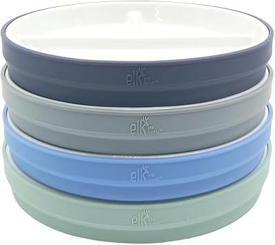Elk and Friends Kids/Toddler 7.8" Porcelain Divided Plates + Sleeves | 4pk
