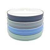 Elk and Friends Kids 7.8” Porcelain White Plates with Silicone Sleeves | Divided Plates | Suitable for Kids/Toddlers | Microwave & Dishwasher Safe | Non Slip | Snack Dishes