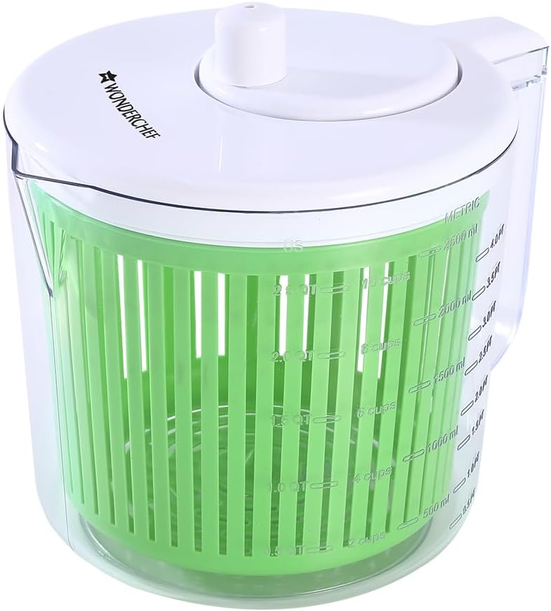 Wonderchef Vegetable Cleaner and Salad Spinner, Removes Excess Water and Pesticides, Cleans Vegetables Thoroughly, Use for Mixing Salad with Dressing, Food-Grade Plastic, Transparent Body