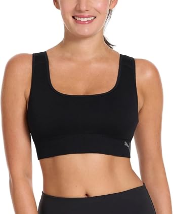 PUMA Women's Performance 2-Pack Seamless Sports Bras for Women with Adjustable Straps and Removable Pads