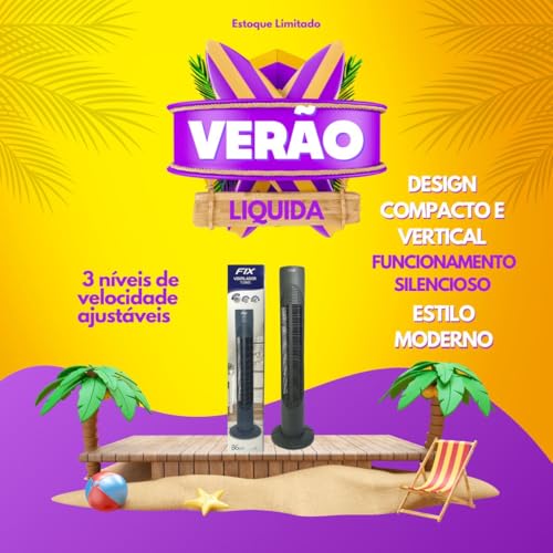 Ventilador de Torre 220V Silencioso 3 Velocidades Compacto 50W