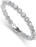 Vista 10 de Anillo apilable para mujer, minimalista, anillo de perlas diminutas, plateado, delicado, lindo, anillo para mejor amiga, anillo de oro con diamantes