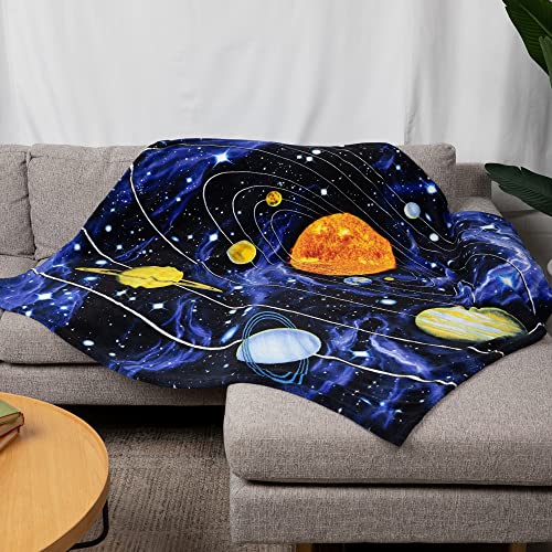 Dawhud Direct Solar System Fleece Blanket For Bed, 50" X 60" Space Fleece Throw Blanket For Boys, Men, Unisex And Kids - Super Soft Plush Planetary Blanket Throw Fleece Blanket For Planet Lovers #TOP29