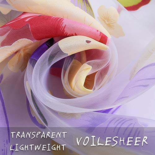 Huto Butterfly Floral Burnout Sheer Curtains For Kids Girls Bedroom Printed Voile Drapes Rod Pocket Window Treatment For Living Room 2 Panels 52 Inches Wide By 96 Inches Long #TOP5