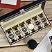 YMKWZ Watch Box Organizer 6 Slots Watch Display Case with Glass Lid Anti-Scratch Watch Storage Organizer Fashion PU Leather Watch Holder for Men Women Birthday Gift 30x11x8cm
