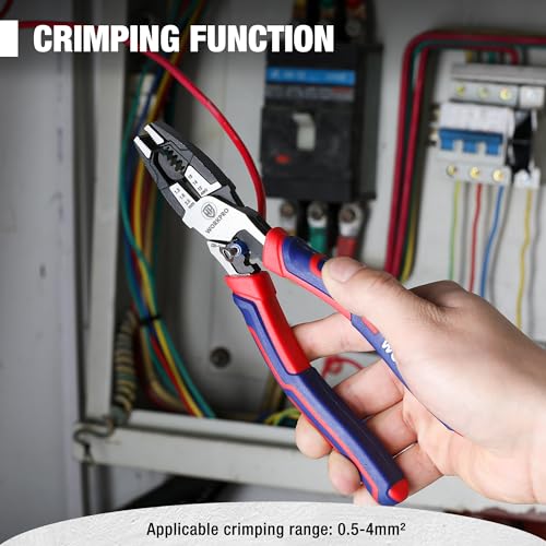 WORKPRO 5-in-1 200 mm Combination Pliers with Wire Stripper/Crimper/Cutter/Wrench, 200 mm Linesman Pliers for 16-12 AWG (1.3-2.0 mm) Wire, Cr-V Multi Hand Tools for Electrician - Image 6