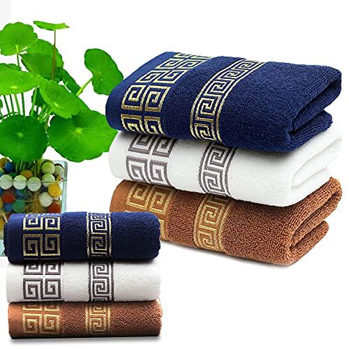 Ahxhwka 100% Cotton Highly Absorbent Embroidered Towels 3-Piece Towel Set Hotel Bath Towel, 1 Bath Towels, 2 Hand Towels Extra Thick Beach Bath Towels #TOP6