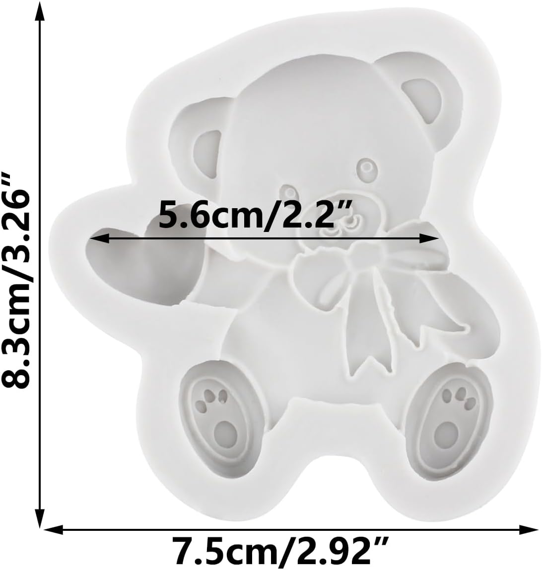 Bear Polymer Clay Mold Bear Love Heart Silicone Molds