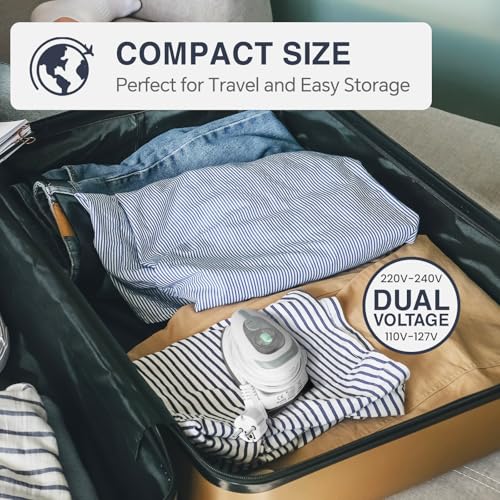BEAUTURAL Mini Reisebügeleisen mit Umschaltbarer Spannung 220V/120V Dampfbügeleisen Trockenbügeleisen mit Anti-Tropf-Funktion 3 Temperatureinstellungen leicht für Näharbeiten, Reise