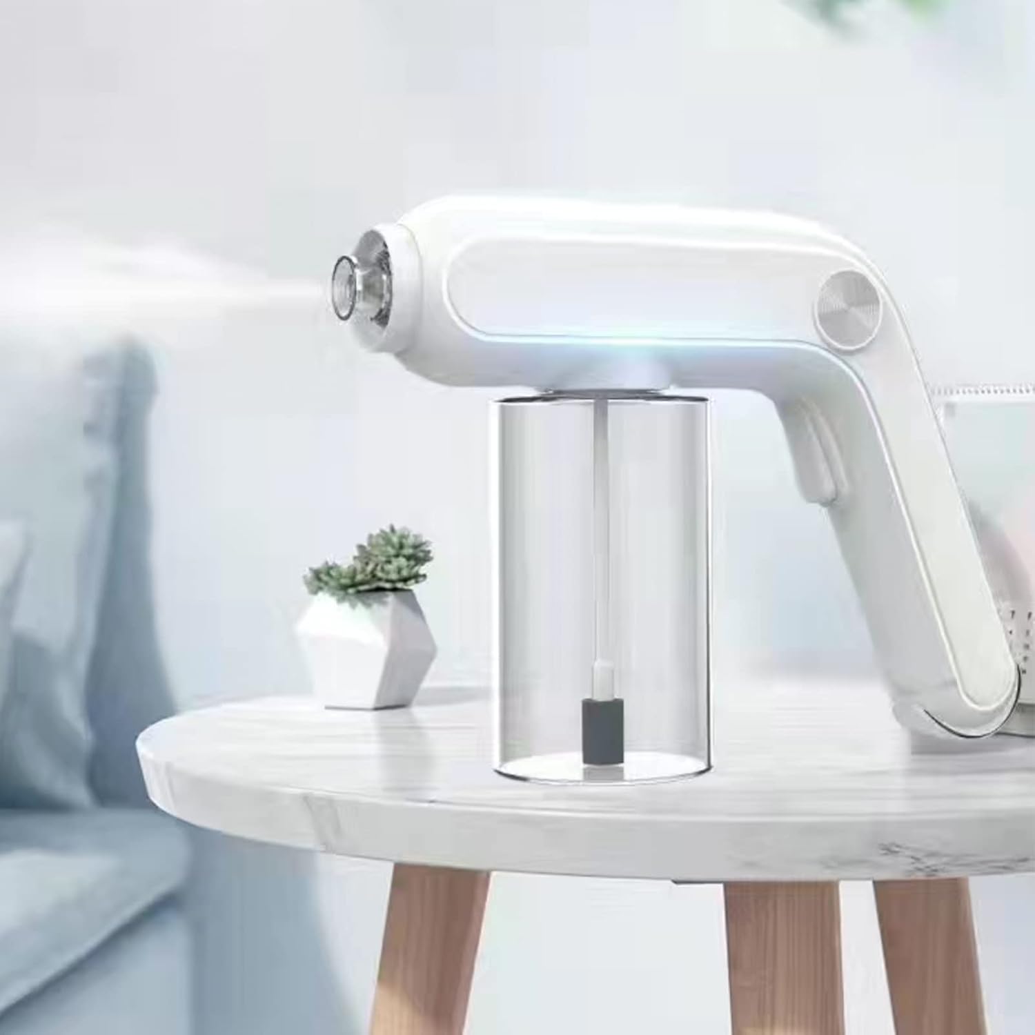 Professional Disinfectant Fogger Machine, Sanitizer Sprayer. Electrostatic ULV Atomizer & Cordless Handheld Nano Steam Gun – Rechargeable Spray Gun with Blue Light for Touchless Sanitization