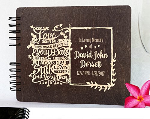 Funeral Guest Book Personalized Wooden Memorial Guestbook 8.5X7" Black Wood Celebration Of Life Guest Book Remembrance In Loving Memory - Made In Usa #TOP1