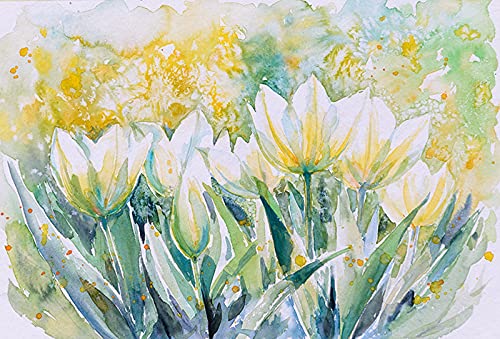 Papier peint chambre lumineux tulipes pour masquer un mur de salon