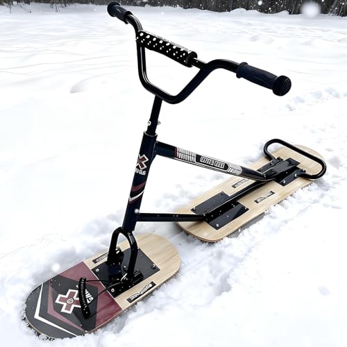 vnmudzeo Patinete De Nieve Profesional para Adultos, con DireccióN De 360° Y Estructura De Aluminio,Rendimiento Todoterreno para Entusiastas De Los Deportes De Invierno Wood