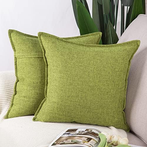Madizz Set of 2 Linen Cushion Covers 12x20 Inch Black Soft Decorative Throw Pillow Cases for Sofa Bedroom Pillow Shell