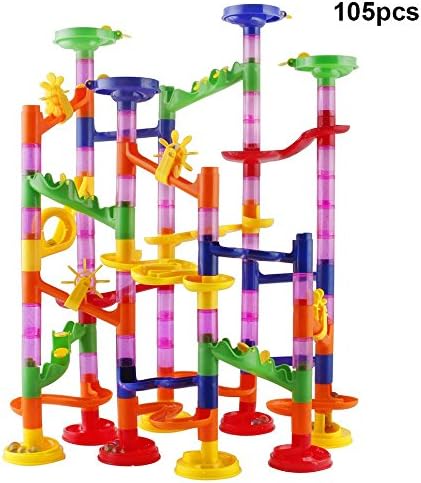 Morthan Marble Run Railway Toy, Marble Race Coaster Set, DIY Construction Building Blocks Child Toy, Gift for Kids/Toddler 3+ Years old, 105pcs