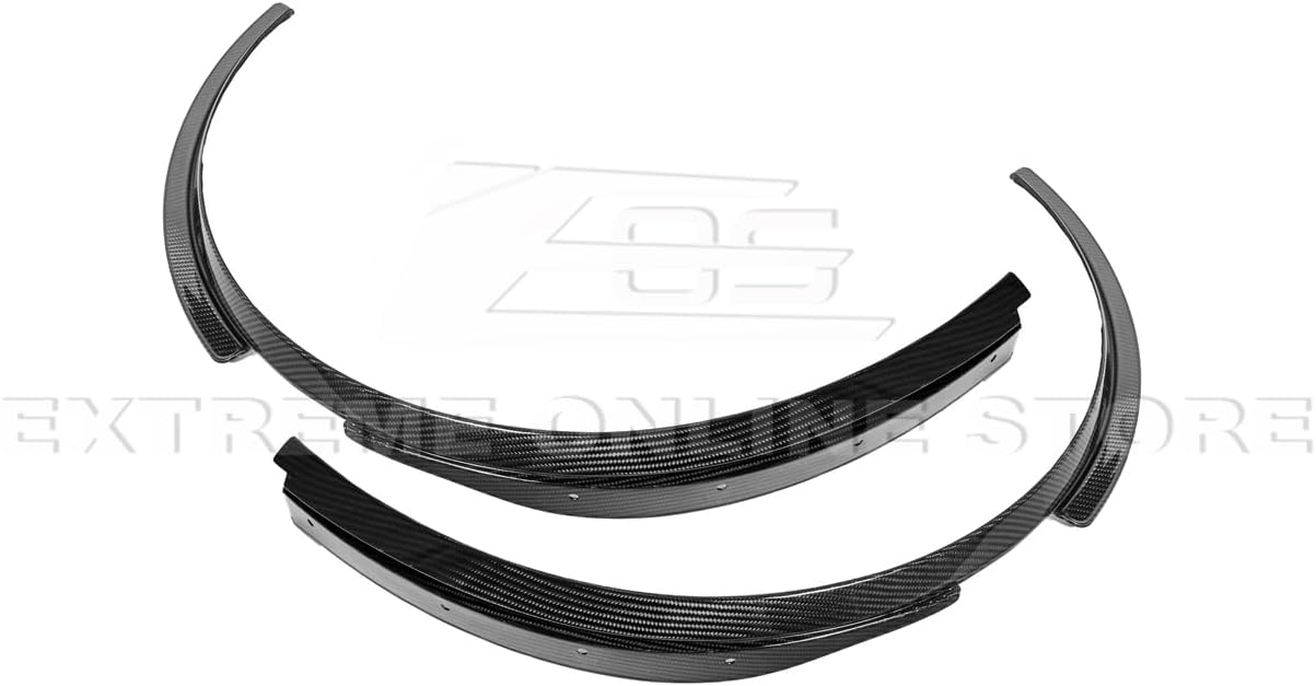 Replacement For 2020-Present Chevrolet Corvette C8 All Models | Performance Package Front Side Wheel Trim Molding Fender Flares Extension Pair (Carbon Fiber)
