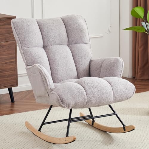 Amazon.com: SAETSFEG Rocking Chair Nursery Teddy, Upholstered Baby ...