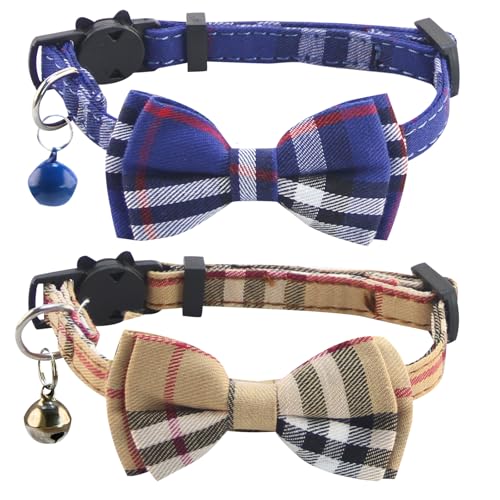 SuperBuddy Cat Collars Breakaway with Bell - 2 Pack Cat Safety Collars for Boys & Girls - Safety Buckle Kitten Collar for Pet Supplies,Stuff,Accessories