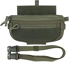 Drop Down Pouch for Tactical Vest, Bum Bag for Plate Carrier, Tactical Drop Dangler Bag with Hoop and Loop for Chest Rig Vest, Green, Classique