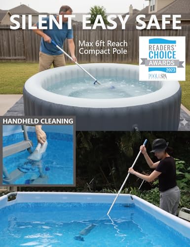 KOKIDO Cordless Handheld Pool Vacuum for Above Ground Pool, with 6ft Pole and 2 Vac Brush Heads, Ideal for Spot Clean Inground Pool Spa Hot Tub up to 20ft, Rechargeable, 60min, Sand and Debris XV110 - Thumbnail 7