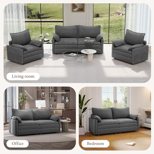 Vesgantti 74" Sectional Cloud Couch, Deep Seat Loveseat Sofa, Gray - image 4