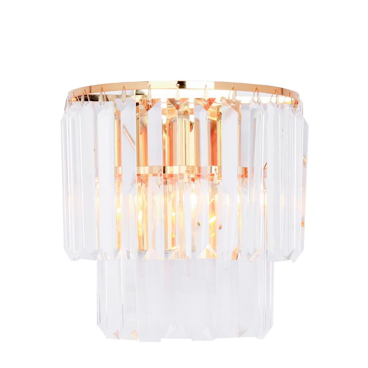 Applique AMEDEO dorée et transparente avec 2 douilles E14 pour salon