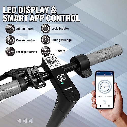 Electric Scooter For Adults With 350W Motor Up To 19 Mph & 19-21 Miles Long Range, 8.5“ Solid Tires And E-Abs, Foldable Commuter Scooter With Led Display #TOP3