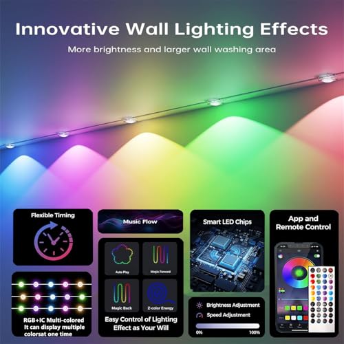 Permanent Outdoor Lights,50ft RGB + IC Smart LED Eaves Lights with App & Remote Control, IP67 Waterproof,for Christmas and All Holiday Decor,Daily and Accent Lighting,House Roof and Garden Lighting by Sxlofty - Image 2