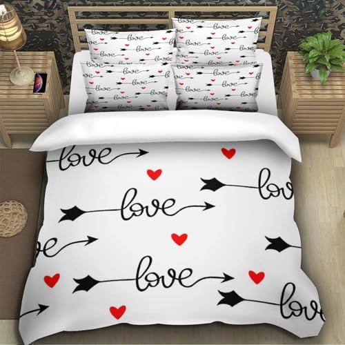 Housse de couette 140x200 microfibre Flèches d'amour pour lit simple - 5