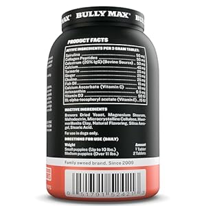 Bully max 2 in 1 puppy vitamins  30 chewable tablets for development and growth of puppies  dog vitamin tablet supplements for small dogs large breed pups and growing dogs feed 1 2 tabs per day   cucciolini doodles