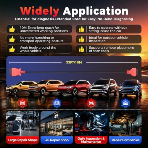 Autel 오리지널 OBD2 연장 케이블, 10m 엑스트라 롱 16핀 OBD 어댑터 — 사진 6
