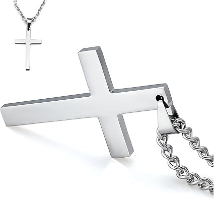 Cross Necklace for Men Gold Premium Alloy Solid Color Cross Pendant Necklace for Men Women 20 Inch