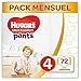 Huggies Ultra Comfort Pants, Culottes absorbantes bébé Taille 4 (9-14 kg), 72 culottes, Unisexe, Pack 1 mois de consommation