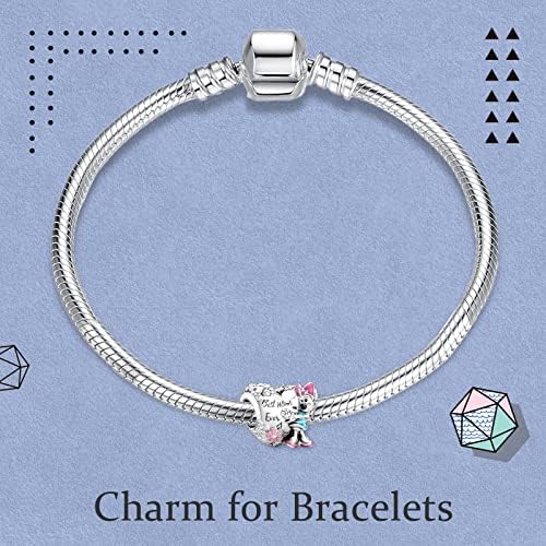 RMMY Charm Best Mom & Mouse Heart 925 Sterling Silver Pendant Dangle Beads for European Bracelets and Necklaces,Chriatmas Halloween Valentine's Day Birthday Jewelry Gifts for Women & Girls