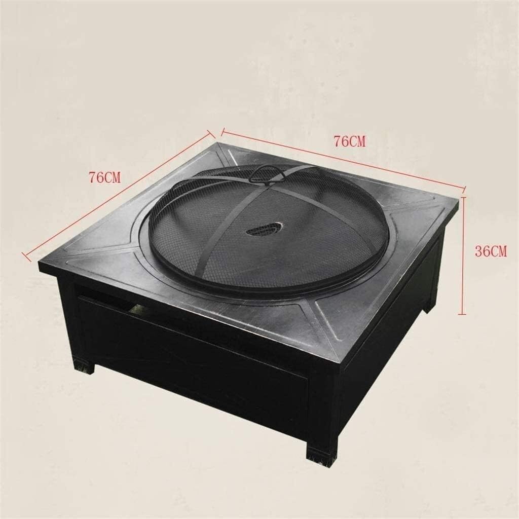 Garden Fire Pit Portable Grill Barbecue Rack 32'' Outdoor Fire Pit Table, Multi-Purpose Square Fireplace,Backyard Patio Garden Outside Wood Burning Heater,BBQ for Camping Backyard