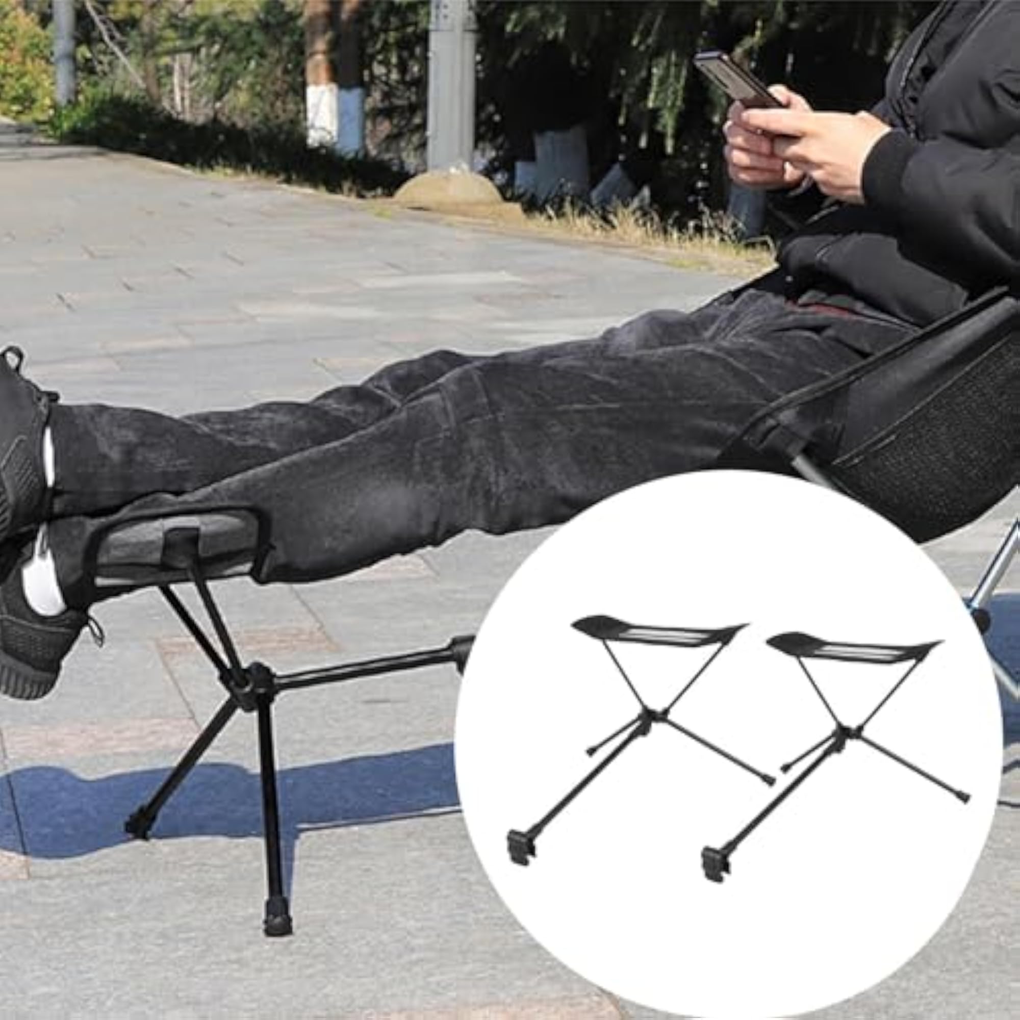 2pcs Portable Folding Chair Footrest Footstool Bracket Seat Rest
