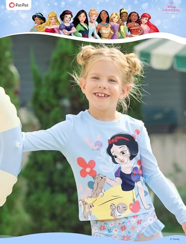 Image of Disney Frozen Elsa Stitch Marvel Toddler Girl Two Piece Long Sleeve UPF50+ Swimsuit Rashguard Sets Bathing Suit